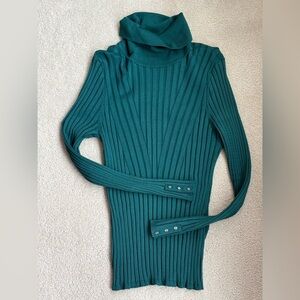 White House Black Market Teal Cowl Neck Sweater